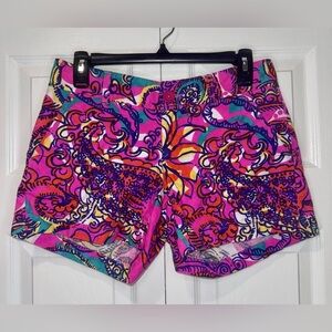 Lilly Pulitzer The Callahan Short Textured Paisley Print Cotton Size 2. EUC